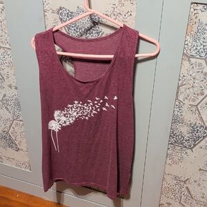 Amazon Women's Tank Top with Dandelion Design - Maroon